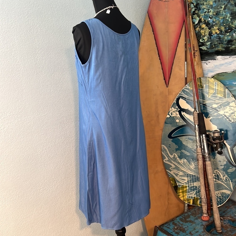 ⭐️Misslook, Soft Blue Casual Dress, Breast Pockets, Button-Front, Like New, M - Picture 8 of 12